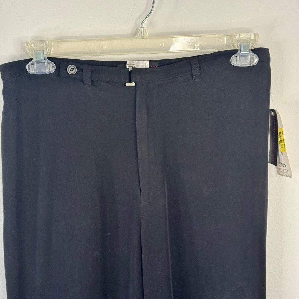 Action Wear NWT Black Tencel Lyocell Flat Front Straight LegTrouser Slacks Sz 10 - Picture 2 of 13
